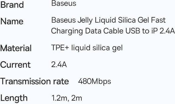 Kabllo Baseus, USB - A në Lightning, 2.4 A, 2 m, e gjelbër
