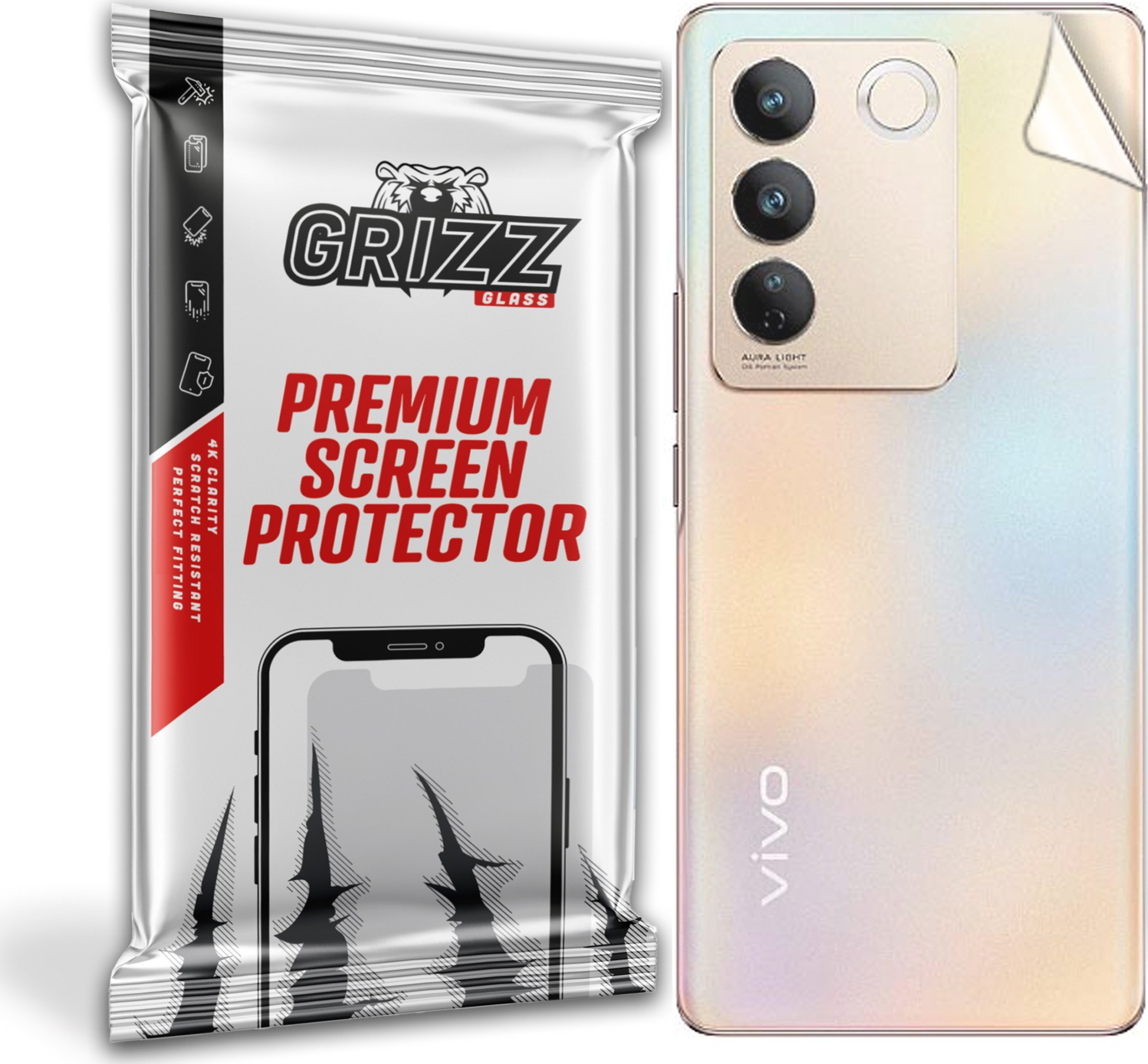 Film mbrojtës pasme GrizzGlass SatinSkin për Vivo S16, anti-gërvishtje, përfundim sateni, transparent