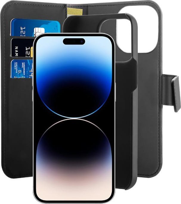 Këllëf portofol Puro Wallet Detachable MagSafe për iPhone 14 Pro Max, 2 në 1, me MagSafe, i zi