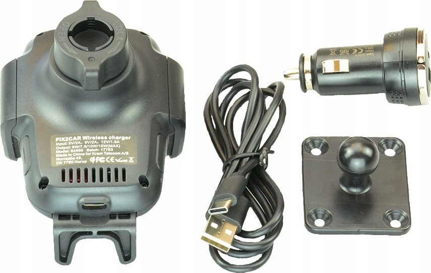 Karikues pa tel për makinë Kram Fix2Car, 15W, 61–86mm, i zi