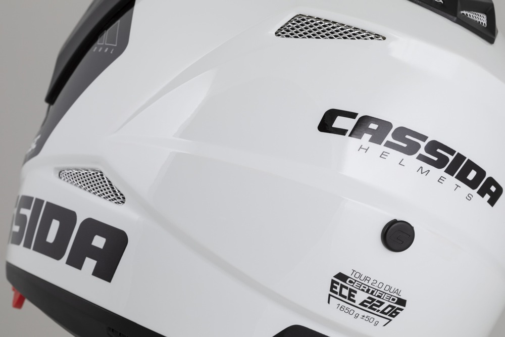 Helmetë moto CASSIDA Tour 2.0 X-tra, Pinlock ready, ECE 22.06, e bardhë kaltërosh kuqe zi