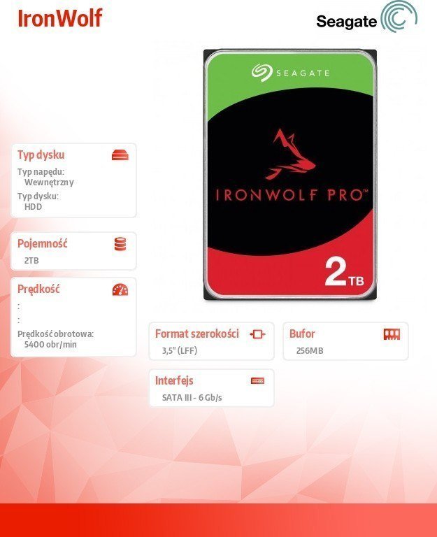 Hard disk HDD Seagate IronWolf 2TB, 3.5'', SATA III (6Gb/s)