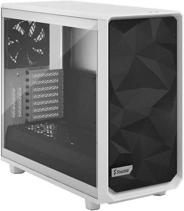 Kasë kompjuteri Fractal Design Meshify 2, me panel anësor transparent, e bardhë / zezë