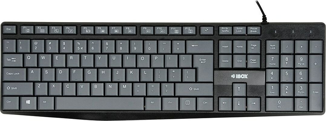 Tastierë IBOX Eris, me kabllo USB, QWERTY, gri e zezë