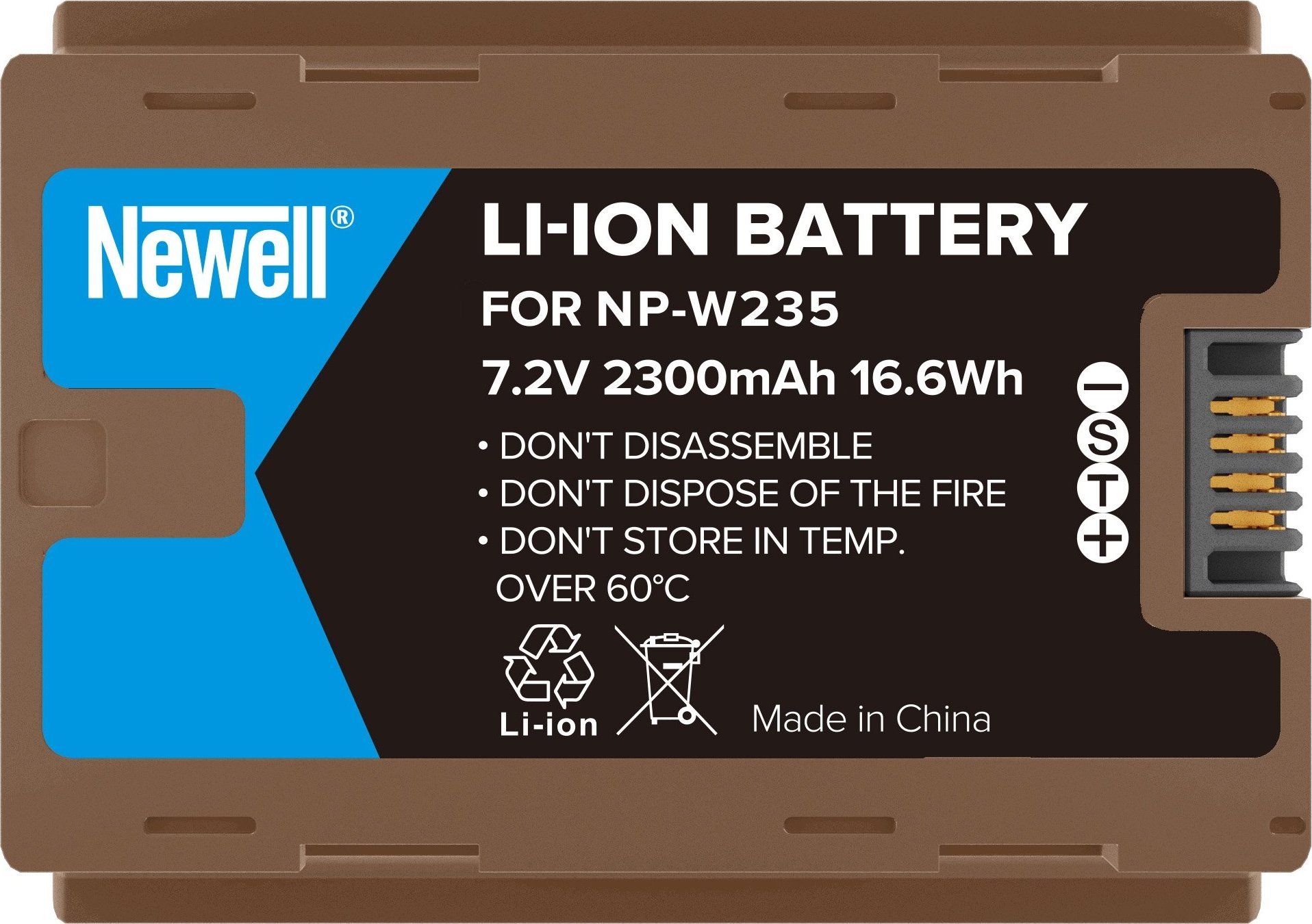 Bateri Newell NP-W235 për Fujifilm, 2300mAh, USB C, e zezë