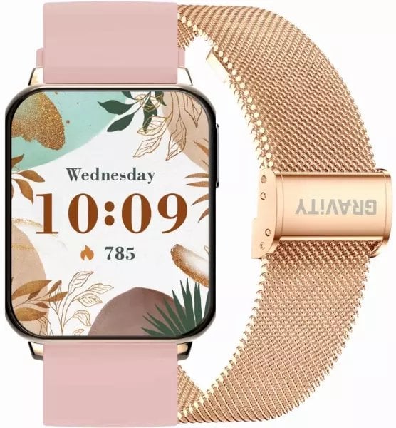 Smartwatch për femra Gravity GT26-2, 1.27", Bluetooth 5.2, rozë gold