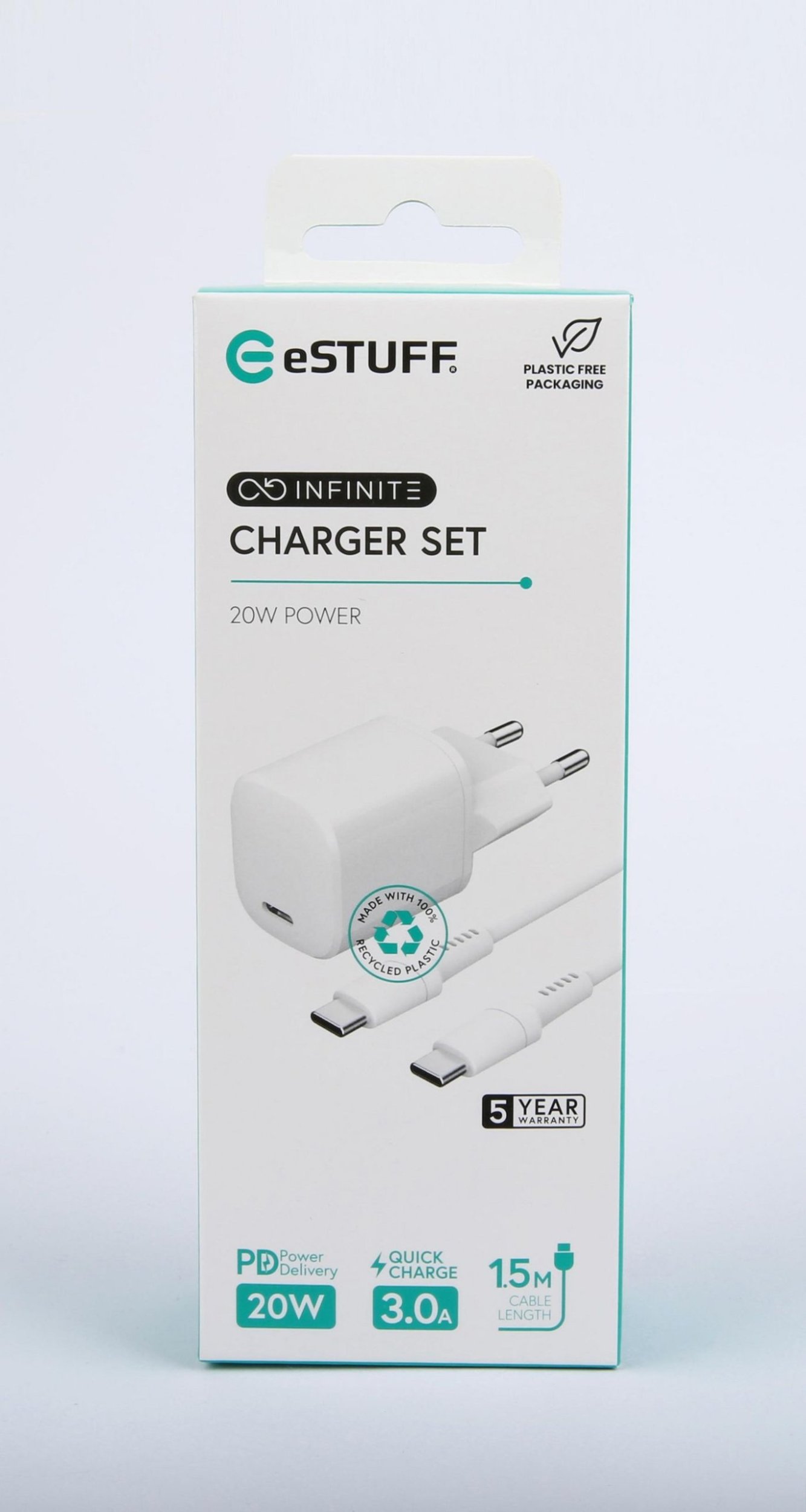 Karikues shtëpie ESTUFF ES637600 Infinite, 12W, me kabllo Lightning, i bardhë