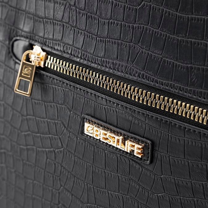 Çantë shpine Bestlife Dalia, për laptop 15.6", poliuretan, e zezë