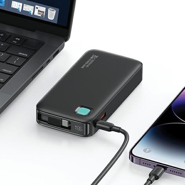 Karikues portativ Usams Us-CD224, 10000 mAh, PD 20W, me kabllo USB-C tërheqëse