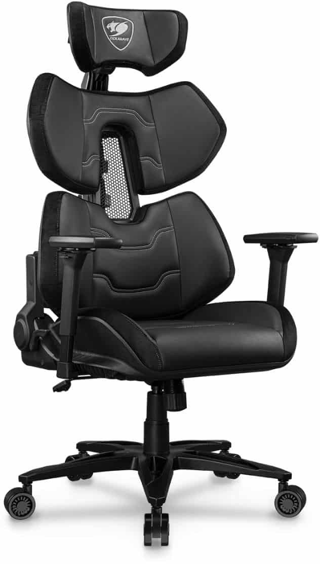 Karrige lojërash Cougar Terminator Elite, ergonomike, me mbështetje lumbare, e zezë