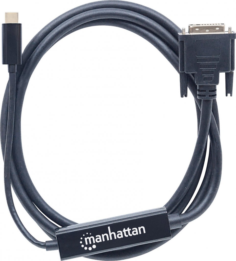 Kabllo video Manhattan 152457 USB C në DVI D, 2m, i zi