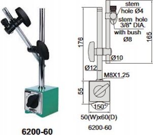Bazë magnetike Insize Tripod 230x140, pa rregullim të imët, për indikatorë matës