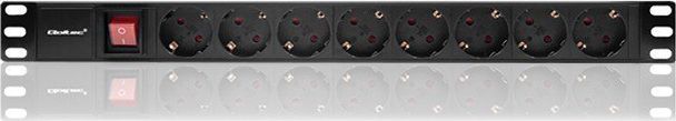Prizë zgjatues RACK Qoltec PDU 1U, 8x SCHUKO, 16A, 2m, e zezë