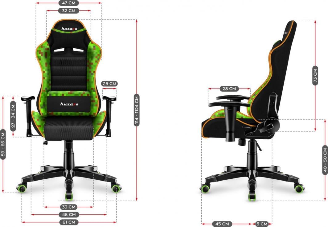Karrige gaming HZ-Ranger 6.0 Pixel Mesh, për fëmijë, me jastëk lumbal, e zezë e gjelbër