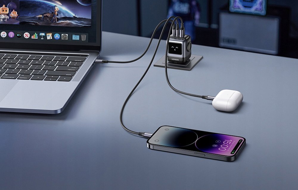 Karikues UGREEN Nexode RG, 65W, 3 porta GaN, i zi