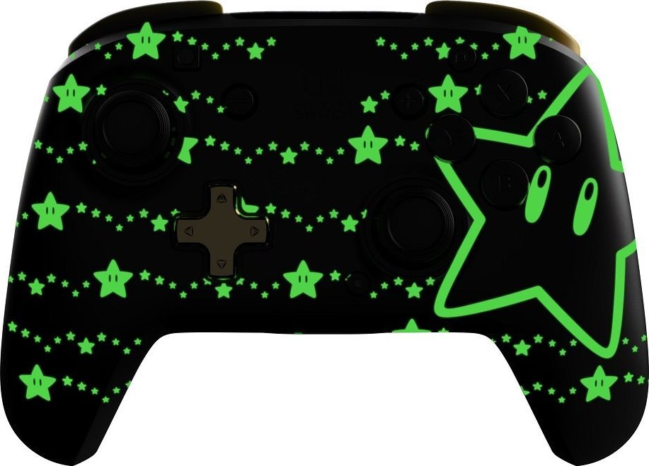 Kontroller PDP Rematch Super Stars Glow, wireless, i zi / i verdhë