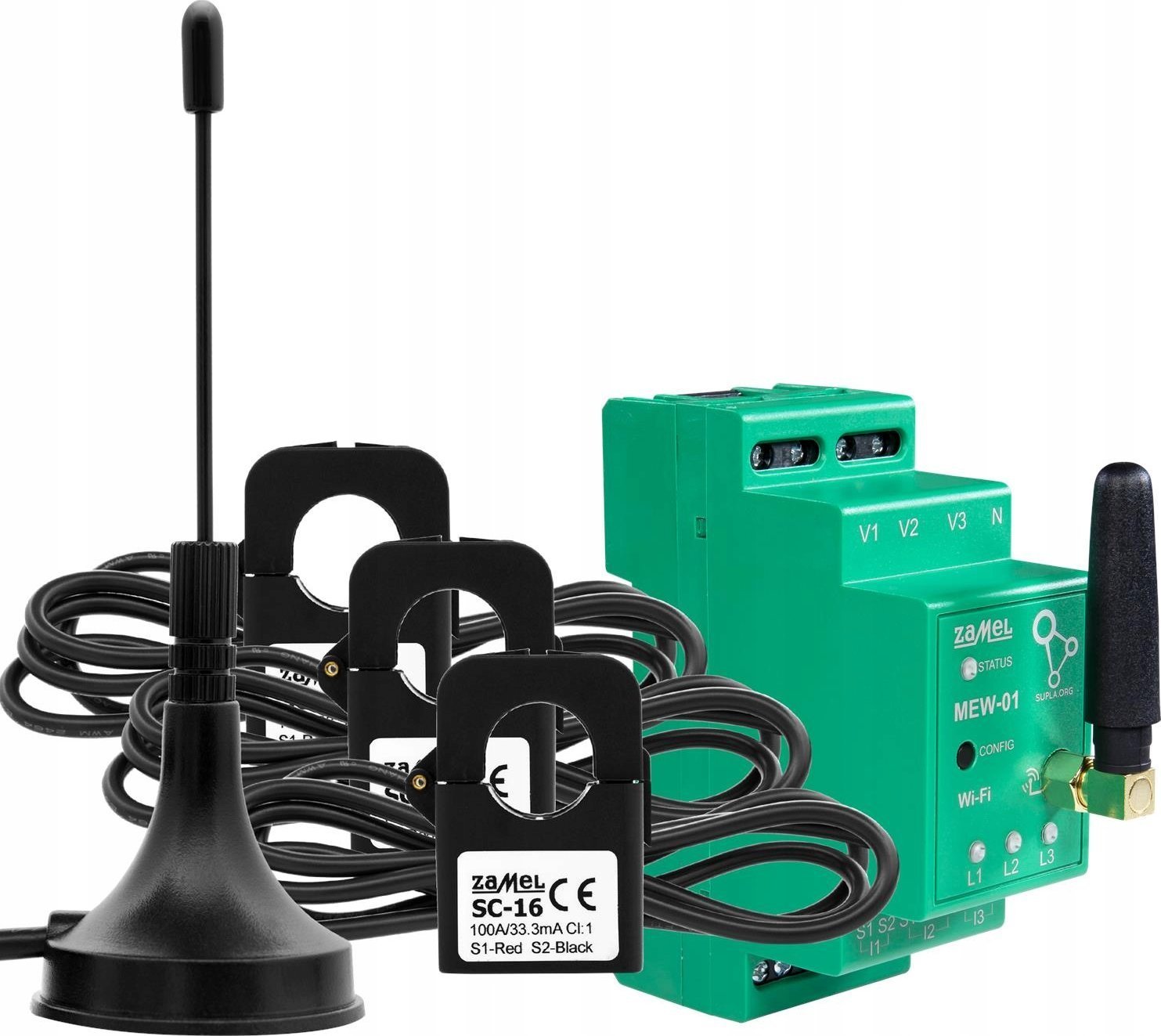 Monitor energjie elektrike Zamel SPL10000031 MEW-01/ANT, Wi‑Fi 3 faza, 100A, i gjelbër