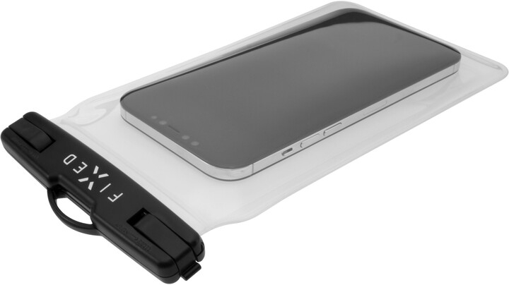 Këllëf i papërshkueshëm nga uji FIXED Float për celular, universal, IPX8, i zi