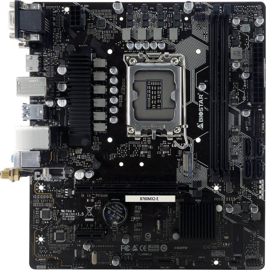 Матична плоча Biostar B760MX2-E, DDR5, PCIe 4.0 M.2, црна