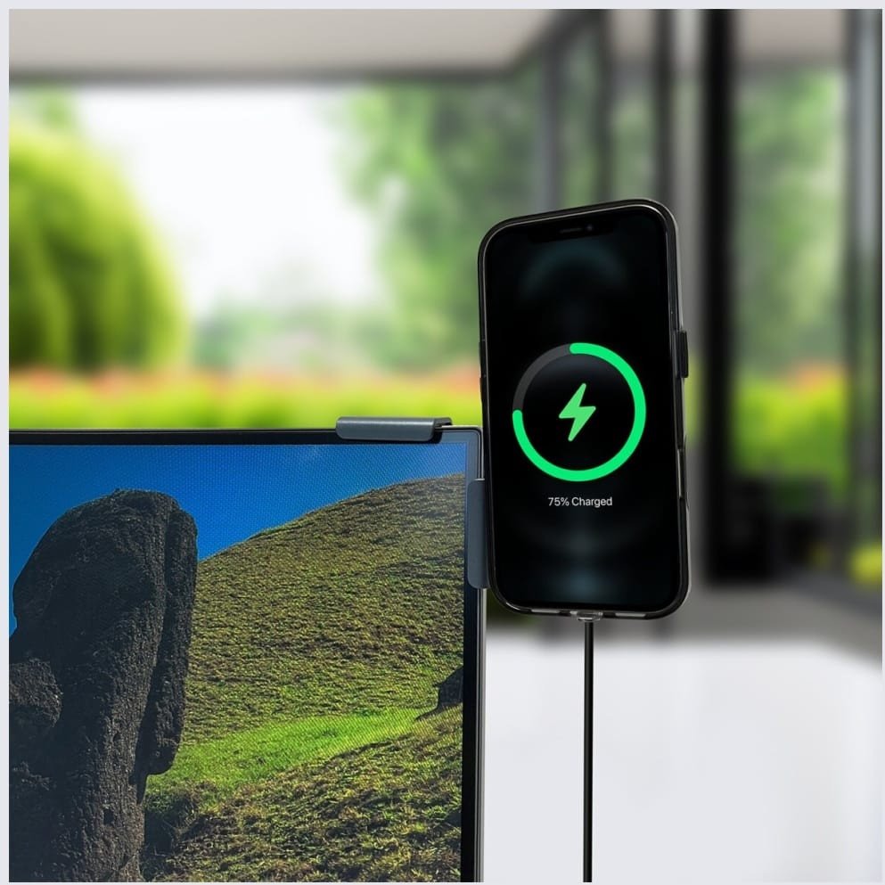 Karikues pa tela për veturë 4smarts Qi2 Screen Mount, magnetik MagSafe, 15W, i zi