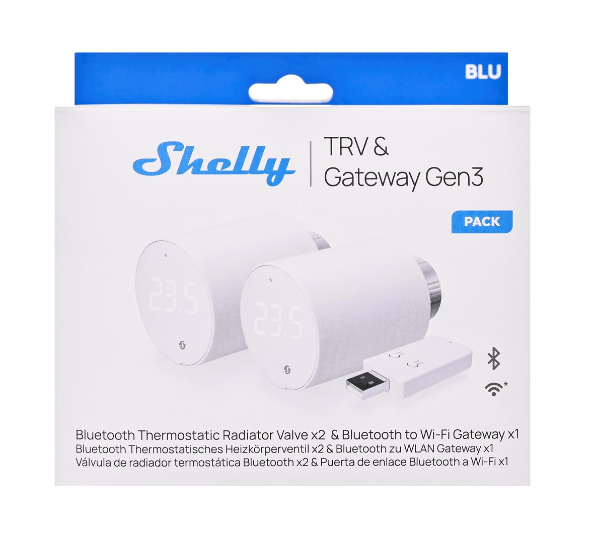 Valvul termostatike inteligjente Shelly Blu TRV 2, Wi-Fi, Bluetooth, e bardhë