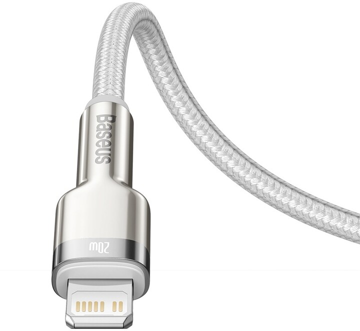 Кабел BASEUS кабел Cafule Series, USB-C - Lightning, M/M, полнење, податоци, 20W, 2m, бел