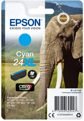 Ngjyrë për printer Epson Claria Photo HD Ink, 24XL, 740 faqe, e kaltër