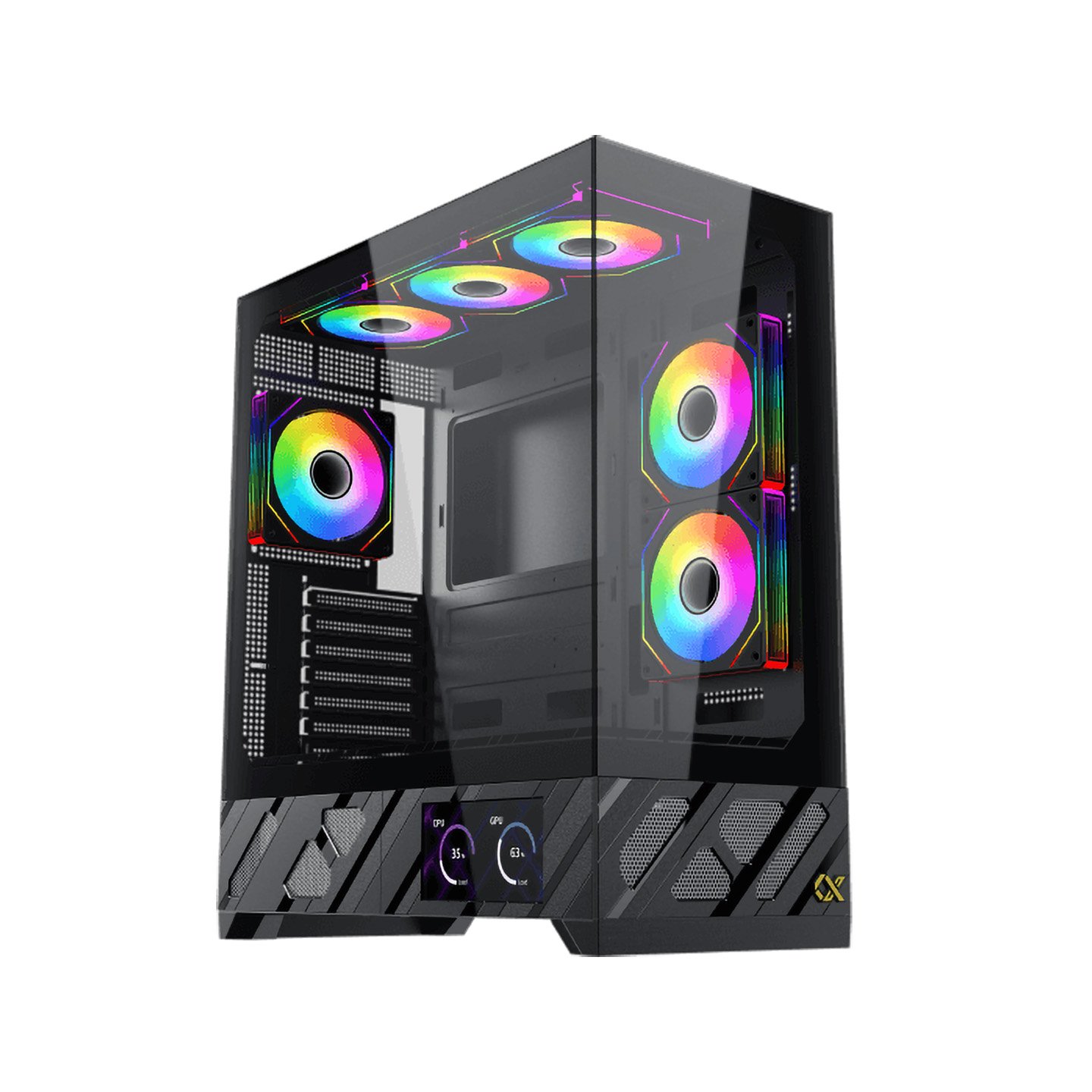 Kasë Gaming Xigmatek ALPHARD PRO me PSU 850W – Ekran LCD 6.8″, 4× ARGB Fan, E-ATX – E Zezë