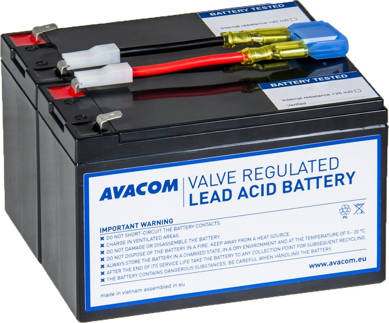 Bateri UPS AVACOM RBC142, zëvendësuese për APC, 12V, e zezë