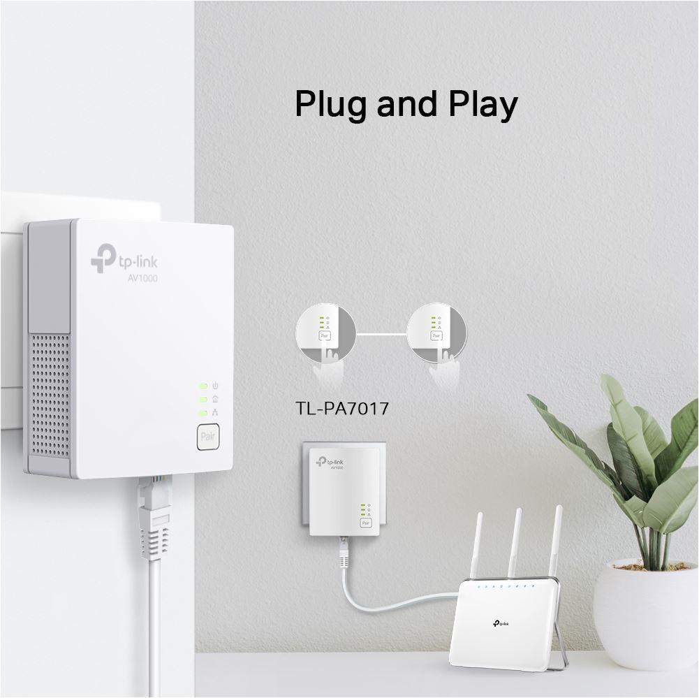 Adapter Powerline TP-Link TL-PA7017 KIT, 1000 Mb/s, Gigabit Ethernet, i bardhë 3