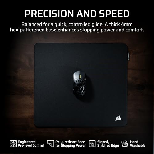 Mousepad gaming Corsair MM Pro Control Cloth Medium, 4mm, bazë antirrëshqitëse, i zi