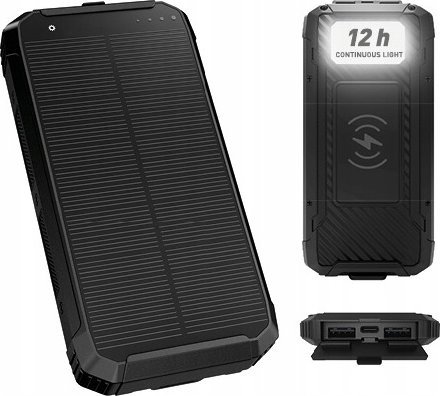 Power bank Platinet 10000mAh, karikim wireless 15W, panel diellor, i zi