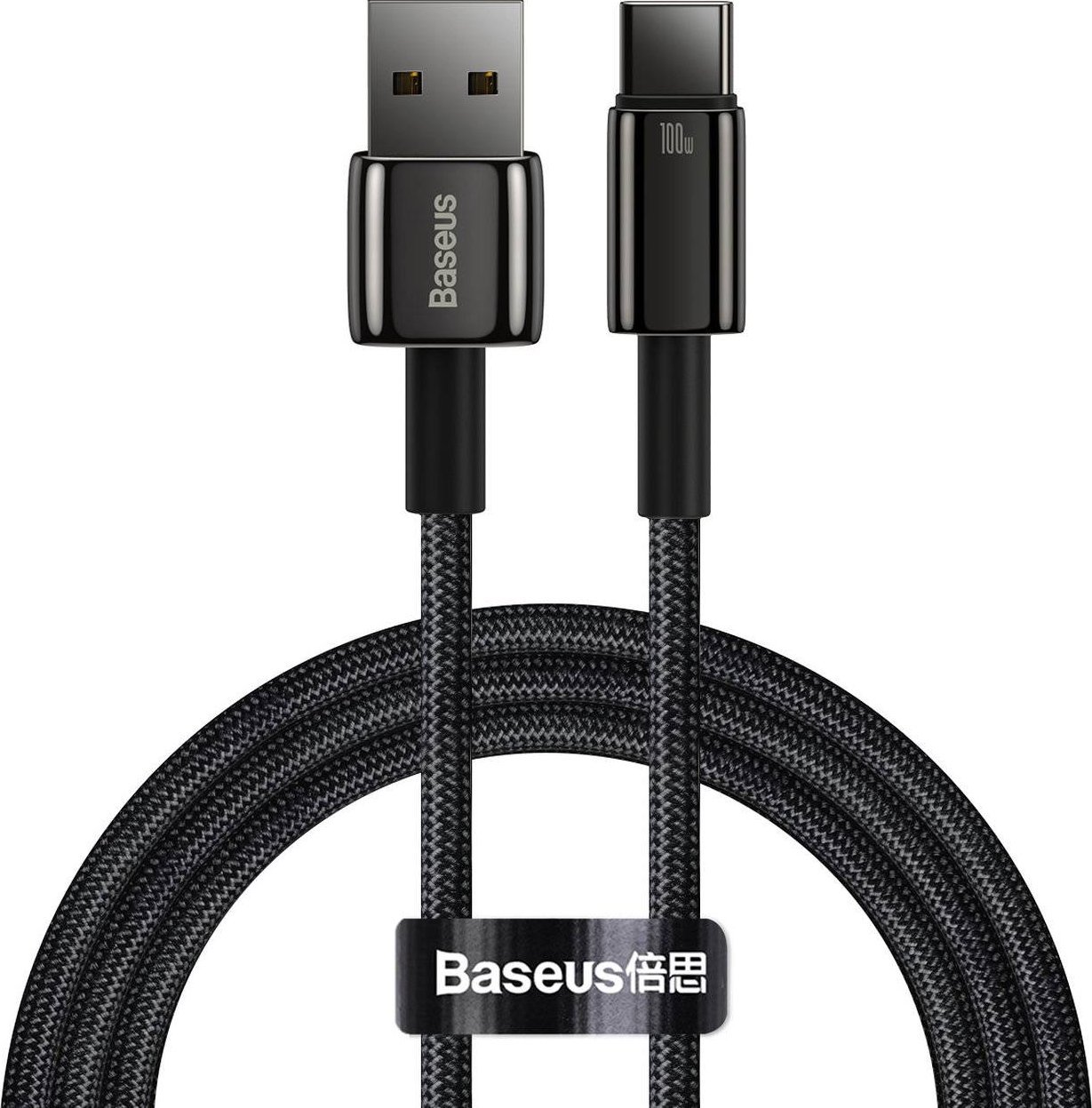 Kабел USB Baseus CAWJ000001, USB A во USB C, 1 m, 100W, црна