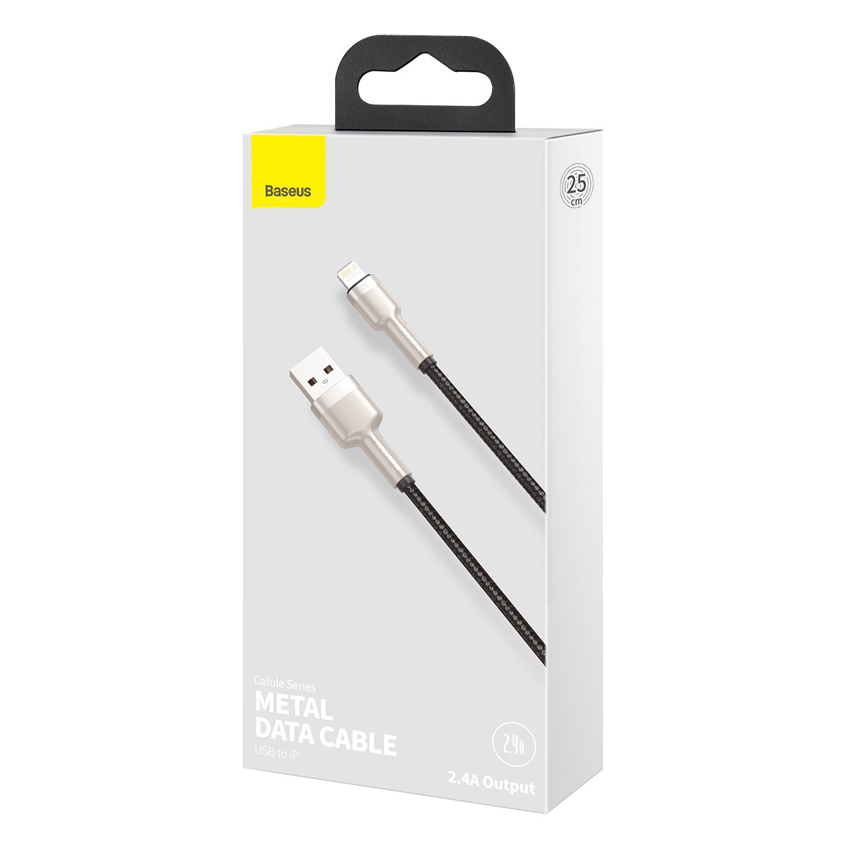 Kabllo USB Lightning Baseus Cafule, 0.25m, 2.4A, i zi