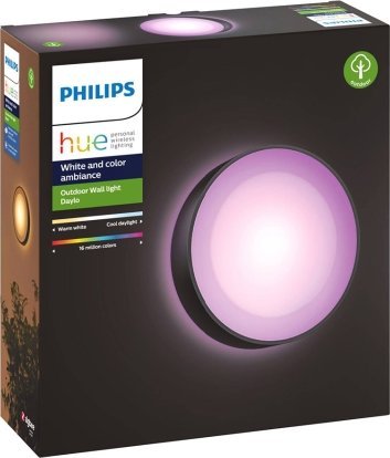 Lampë muri Philips Hue Daylo, smart, IP44, e zezë
