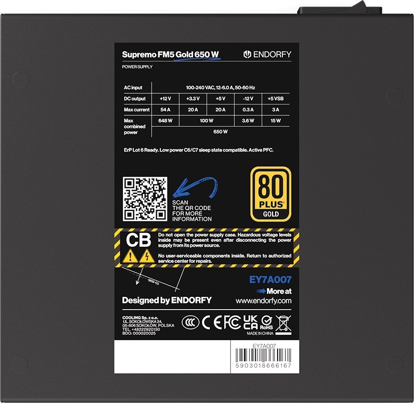 Burim energjie Endorfy Supremo FM5 Gold EY7A007 ATX, 650W