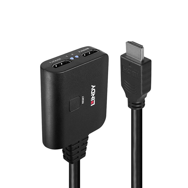 Ndarës HDMI Lindy 2 porta, 4K 60Hz, HDR, i zi