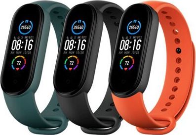 Rrip Xiaomi Mi Smart Band 5, e zezë/portokalli/e gjelbër, 3 copë