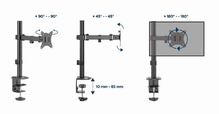 Mbajtës për monitor Gembird MA-D1-03, 17”-32”, i zi