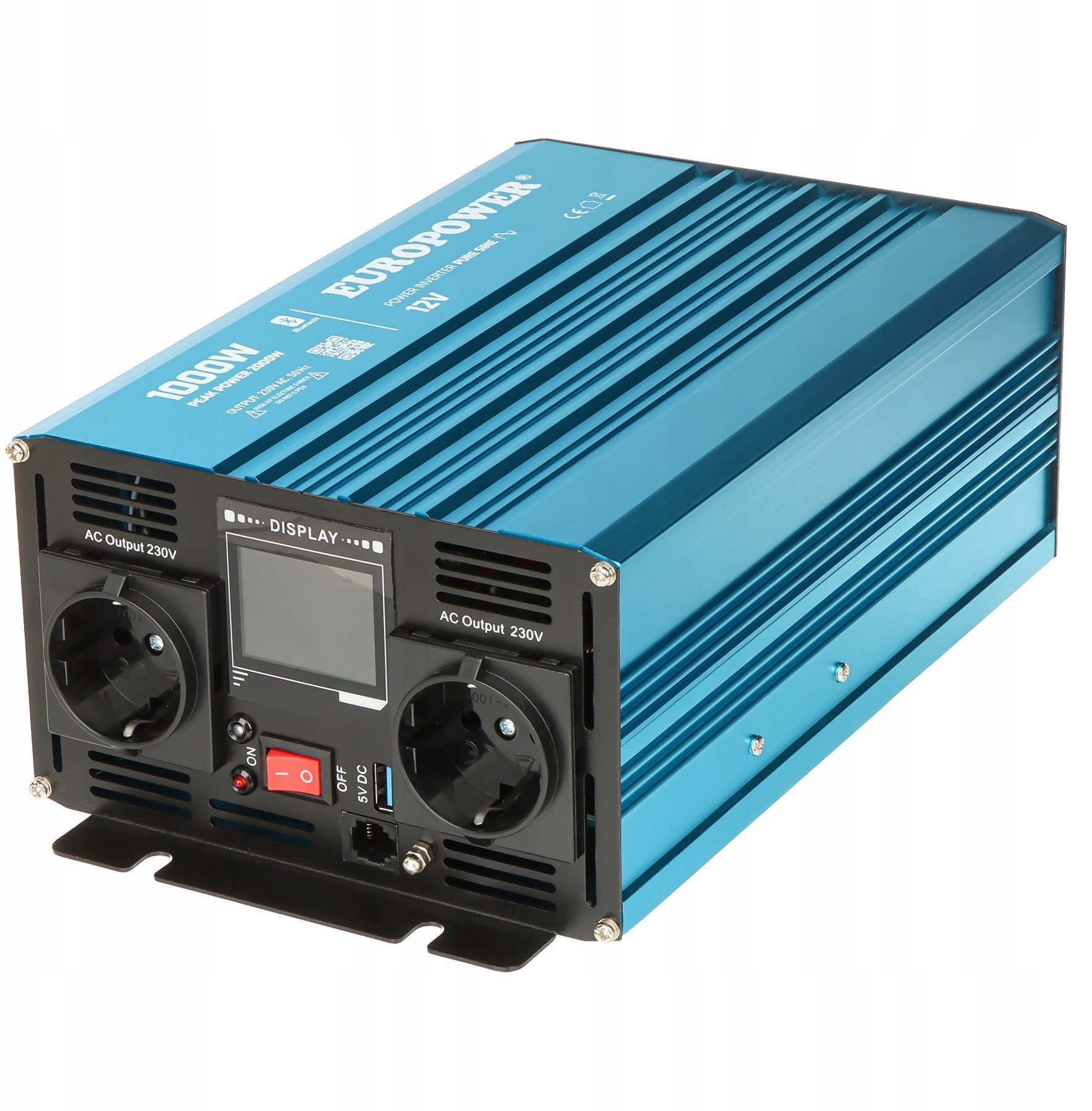 Konvertues tensioni Europower INV/12/1000/PS/S/B, 1000W, 12V DC në 230V AC, Bluetooth