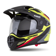 Helmeta moto Cassida Tour 2.0 X-tra, ECE 22.06, Pinlock ready, yellow fluo e zezë e kuqe gri