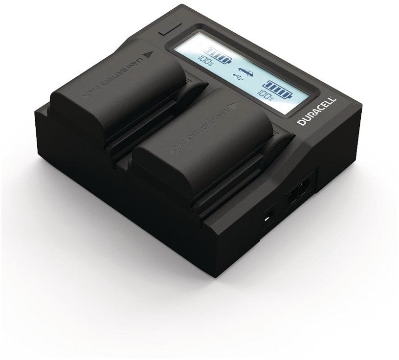 Karikues baterie Duracell Dual, për Canon LP-E6 LP-E6N, i zi
