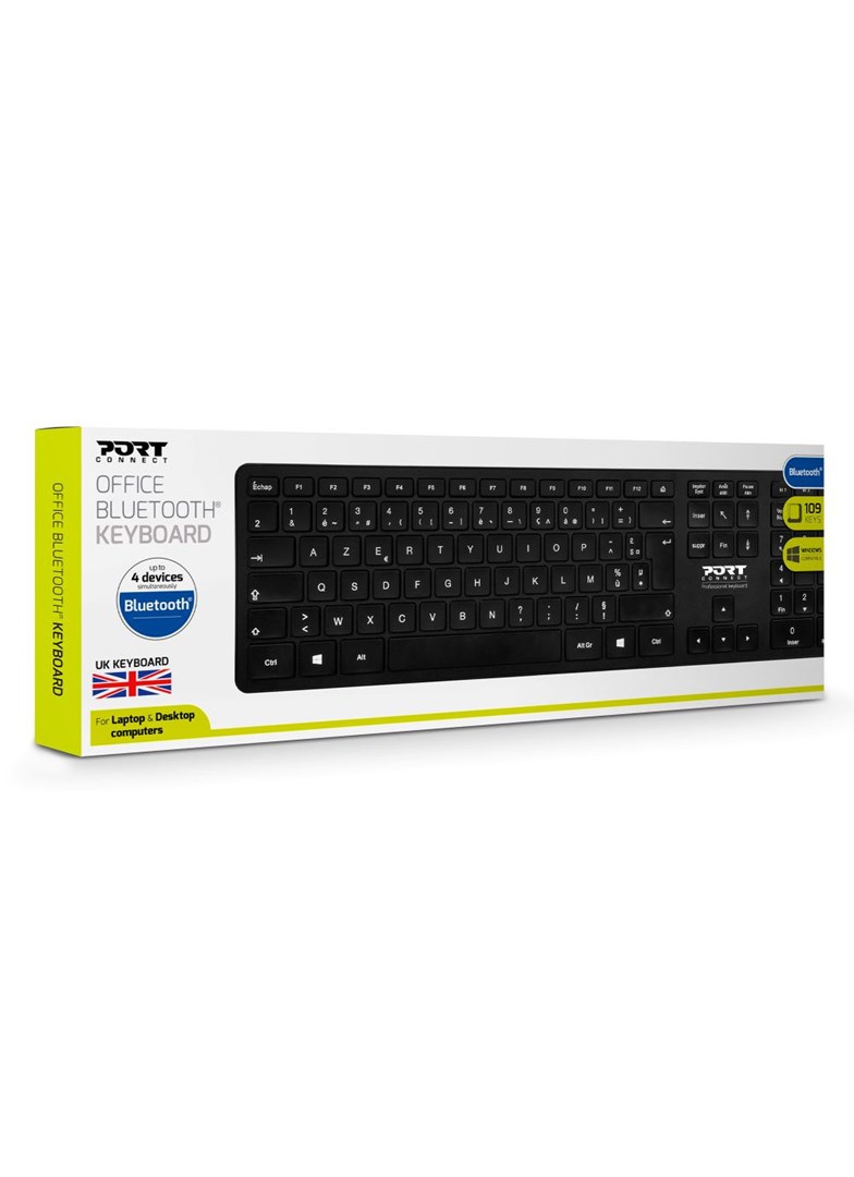 Tastierë Port Designs 900903-UK, RF Wireless + Bluetooth, e zezë