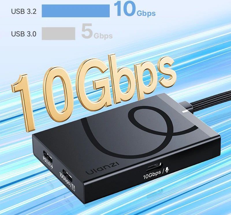 USB hub Ulanzi H1, 4 në 1, USB C, gri
