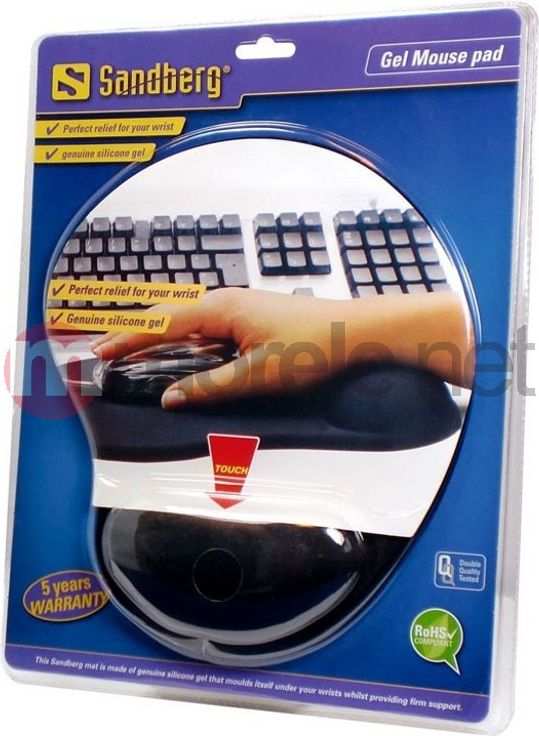 Mousepad ergonomik Sandberg Gel Wrist Support, me jastëk xheli, i zi