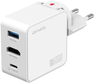 Karikues udhëtimi 4smarts GaN Flex 3 në 1, 65W, HDMI 4K, i bardhë