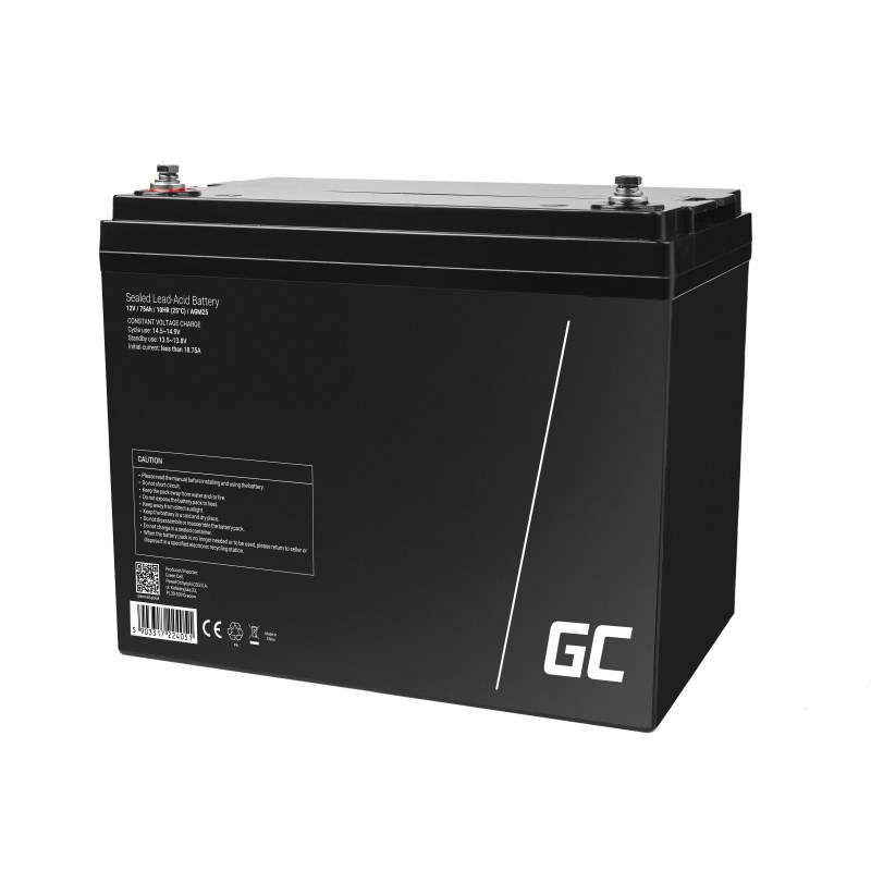 Bateri AGM Green Cell AGM25, 12V, 75Ah, e zezë