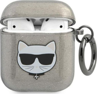 Mbulesë mbrojtëse për kufje Karl Lagerfeld KLA2UCHGK Glitter Choupette, për AirPods 1 dhe 2, gri
