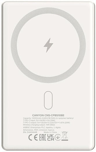Powerbank Fonua Canyon 10 000mAh, 15W wireless, Type C 20W, bezhë krem