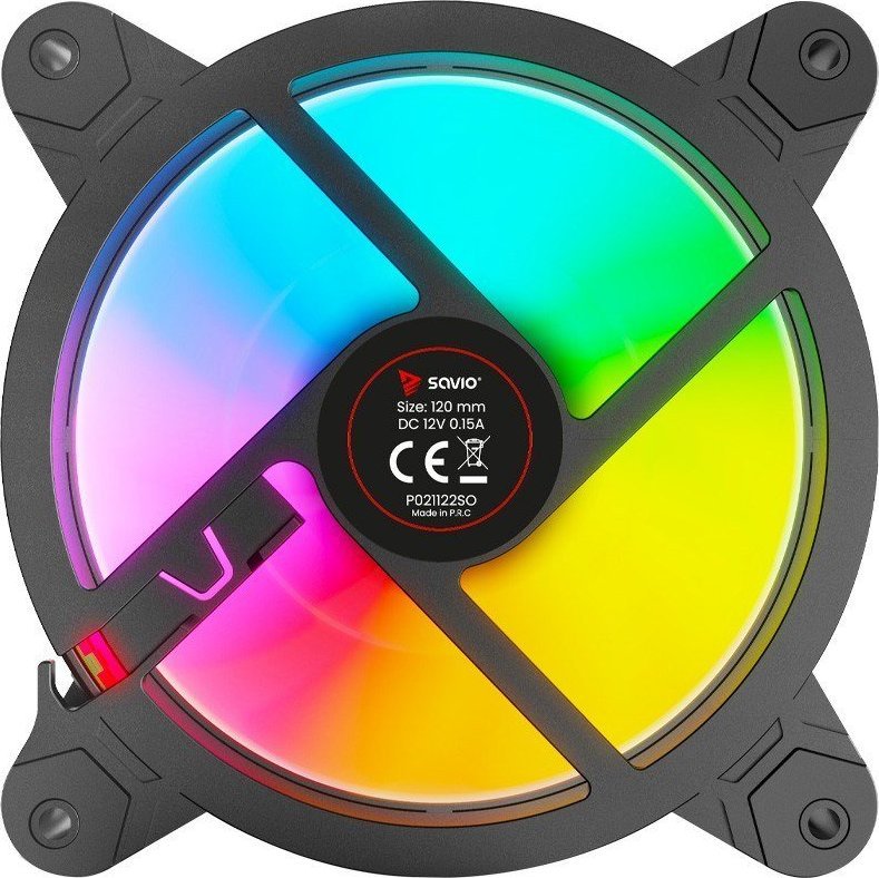 Set ventilatorësh PC Savio FAN-01 ARGB, 4 copë, me hub dhe telekomandë, i zi